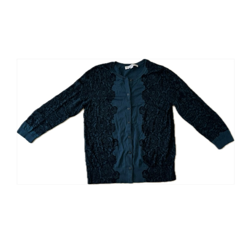 LOFT Lace Print Cardigan Sweater Size M